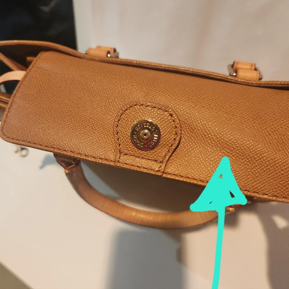 Authentic Dooney & Bourke Janine Satchel Tan Leather FLAWED see description - Picture 13 of 16
